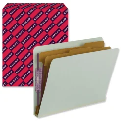 Online 2 in. Expansion End Tab Pressboard Classification Folders with 6 SafeSHIELD Fasteners - Letter Size/Gray-Green (10/Box) Filing & Folders