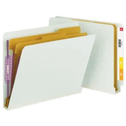 Online 2 in. Expansion End Tab Pressboard Classification Folders with 6 SafeSHIELD Fasteners - Letter Size/Gray-Green (10/Box) Filing & Folders