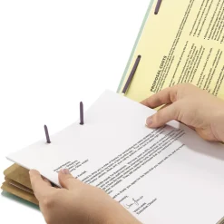 Outlet 3 in. Expansion End Tab Pressboard Classification Folder with 8 SafeSHIELD Fasteners - Letter Size/Gray-Green (10/Box) Filing & Folders