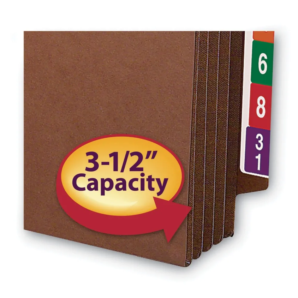 New 3.5 in. Expansion Heavy-Duty End Tab TUFF Pockets - Redrope/Legal Size (10/Box) Filing & Folders