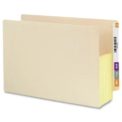 Best 5.25 in. Expansion Legal Size End Tab File Pockets with Tear Resistant Gussets - Manila (10/Box) Filing & Folders