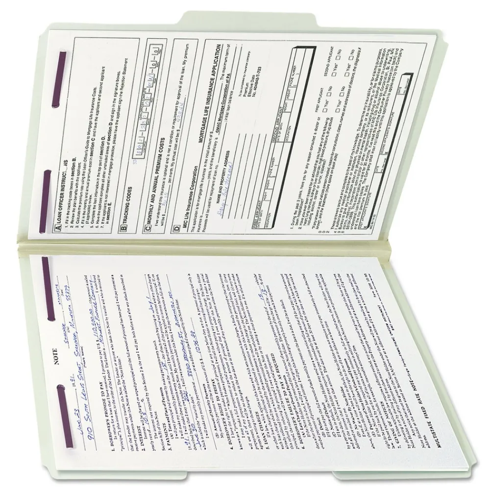 Online 1 in. Expansion Recycled Pressboard 1/3-Cut Tab Fastener Folders with Two SafeSHIELD Fasteners - Legal Size/Gray-Green (25/Box) Filing & Folders