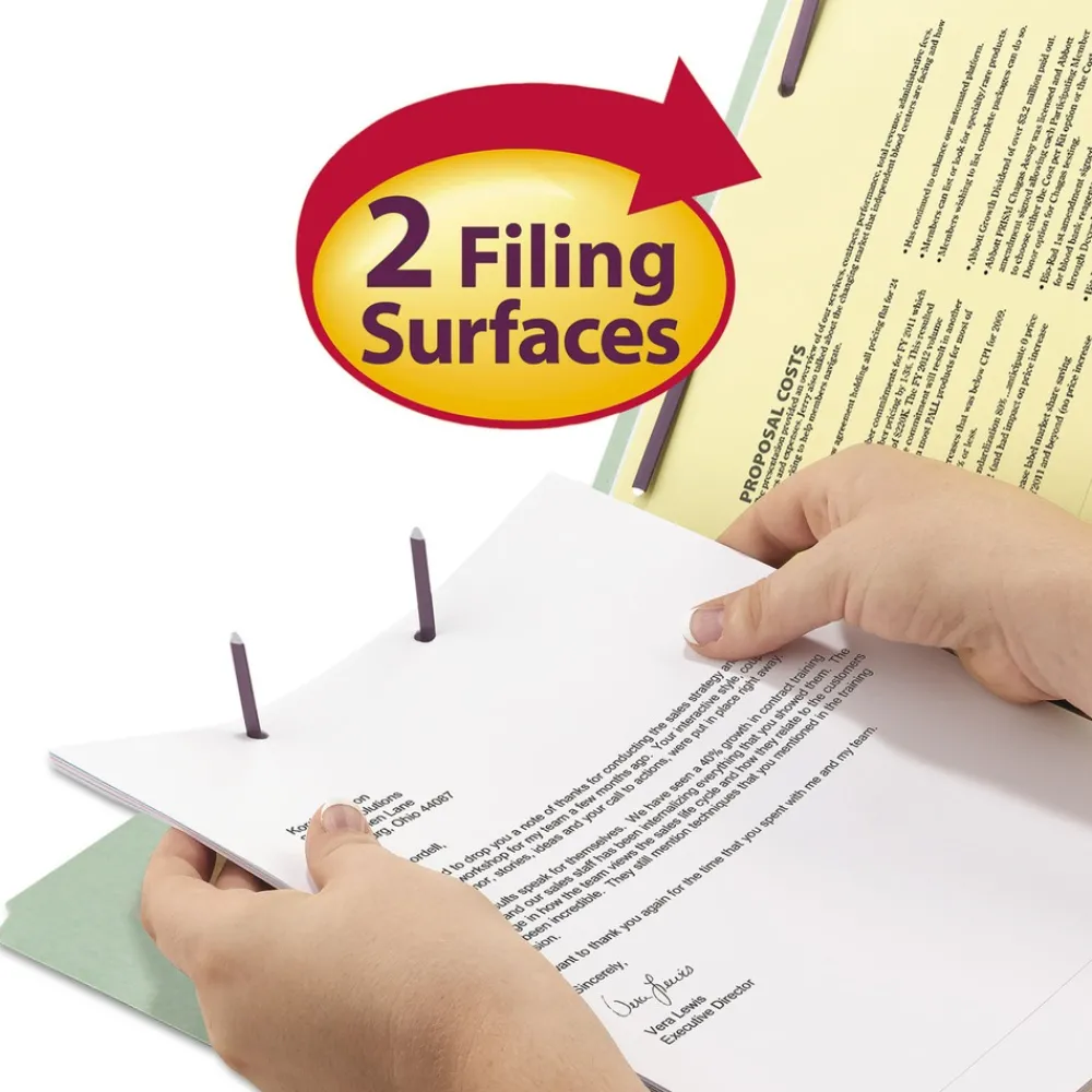 Online 1 in. Expansion Recycled Pressboard 1/3-Cut Tab Fastener Folders with Two SafeSHIELD Fasteners - Legal Size/Gray-Green (25/Box) Filing & Folders