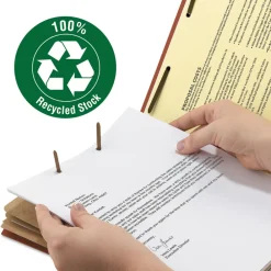 Hot 3 in. Expansion Recycled 3-Divider Pressboard Classification Folders, 8 Fasteners - Legal Size/Red Exterior (10/Box) Filing & Folders