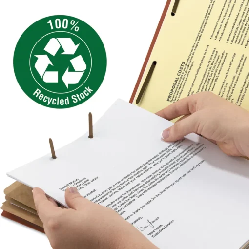 Hot 3 in. Expansion Recycled 3-Divider Pressboard Classification Folders, 8 Fasteners - Legal Size/Red Exterior (10/Box) Filing & Folders