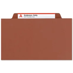 Hot 3 in. Expansion Recycled 3-Divider Pressboard Classification Folders, 8 Fasteners - Legal Size/Red Exterior (10/Box) Filing & Folders