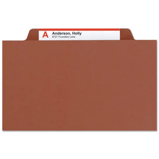 Hot 3 in. Expansion Recycled 3-Divider Pressboard Classification Folders, 8 Fasteners - Legal Size/Red Exterior (10/Box) Filing & Folders