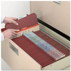 Hot 3 in. Expansion Recycled 3-Divider Pressboard Classification Folders, 8 Fasteners - Legal Size/Red Exterior (10/Box) Filing & Folders