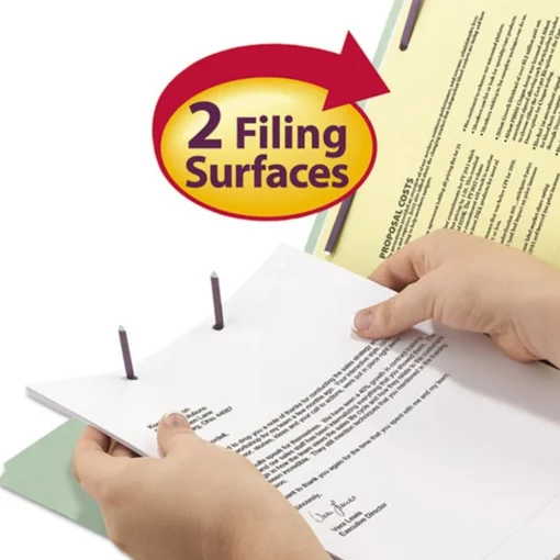 New 1 in. Expansion Recycled Pressboard Folders with 2 SafeSHIELD Fasteners - Letter Size/Gray-Green (25/Box) Filing & Folders
