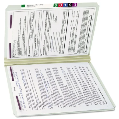 Best 2 in. Expansion Recycled Pressboard Fastener Folders with Two SafeSHIELD Fasteners - Legal Size/Gray-Green (25/Box) Filing & Folders