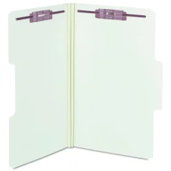 Best 2 in. Expansion SuperTab Pressboard Fastener Folders with Two SafeSHIELD Fasteners - Legal Size/Gray-Green (25/Box) Filing & Folders