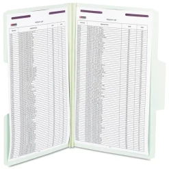 Best 2 in. Expansion SuperTab Pressboard Fastener Folders with Two SafeSHIELD Fasteners - Legal Size/Gray-Green (25/Box) Filing & Folders