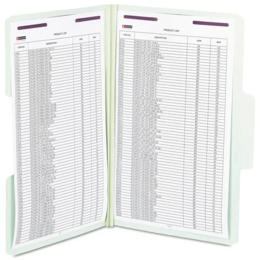Best 2 in. Expansion SuperTab Pressboard Fastener Folders with Two SafeSHIELD Fasteners - Legal Size/Gray-Green (25/Box) Filing & Folders