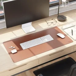 Sale 31.5 in. x 15.7 in. Vegan Leather Desk Pads - Brown Desk Accessories & Office Organizers