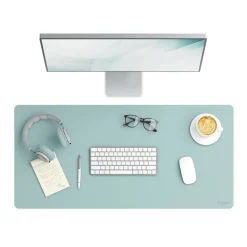 Online 36 in. x 17 in. Vegan Leather Desk Pads - Light Blue Desk Accessories & Office Organizers|Office Furniture & Lighting