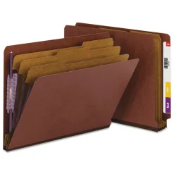 Best 8 SafeSHIELD Fasteners 3 in. Expansion 3 Dividers Letter Size End Tab Pressboard Classification Folders - Red (10/Box) Filing & Folders