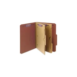 6 SafeSHIELD Fasteners 2 Dividers Letter Size 6-Section Pressboard Top Tab Pocket Classification Folders - Red (10/Box) Filing & Folders
