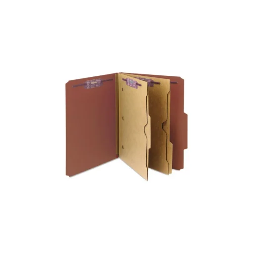 6 SafeSHIELD Fasteners 2 Dividers Letter Size 6-Section Pressboard Top Tab Pocket Classification Folders - Red (10/Box) Filing & Folders