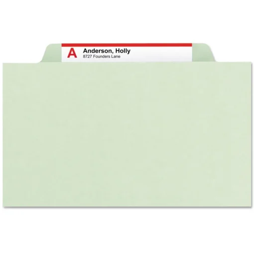 8 SafeSHIELD Fasteners 2/5-Cut Tabs 3 Dividers Letter Size Pressboard Classification Folders - Gray-Green (10/Box) Filing & Folders