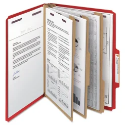 Outlet 8 SafeSHIELD Fasteners 3 Dividers Letter Size Eight-Section Pressboard Top Tab Classification Folders - Bright Red (10/Box) Filing & Folders