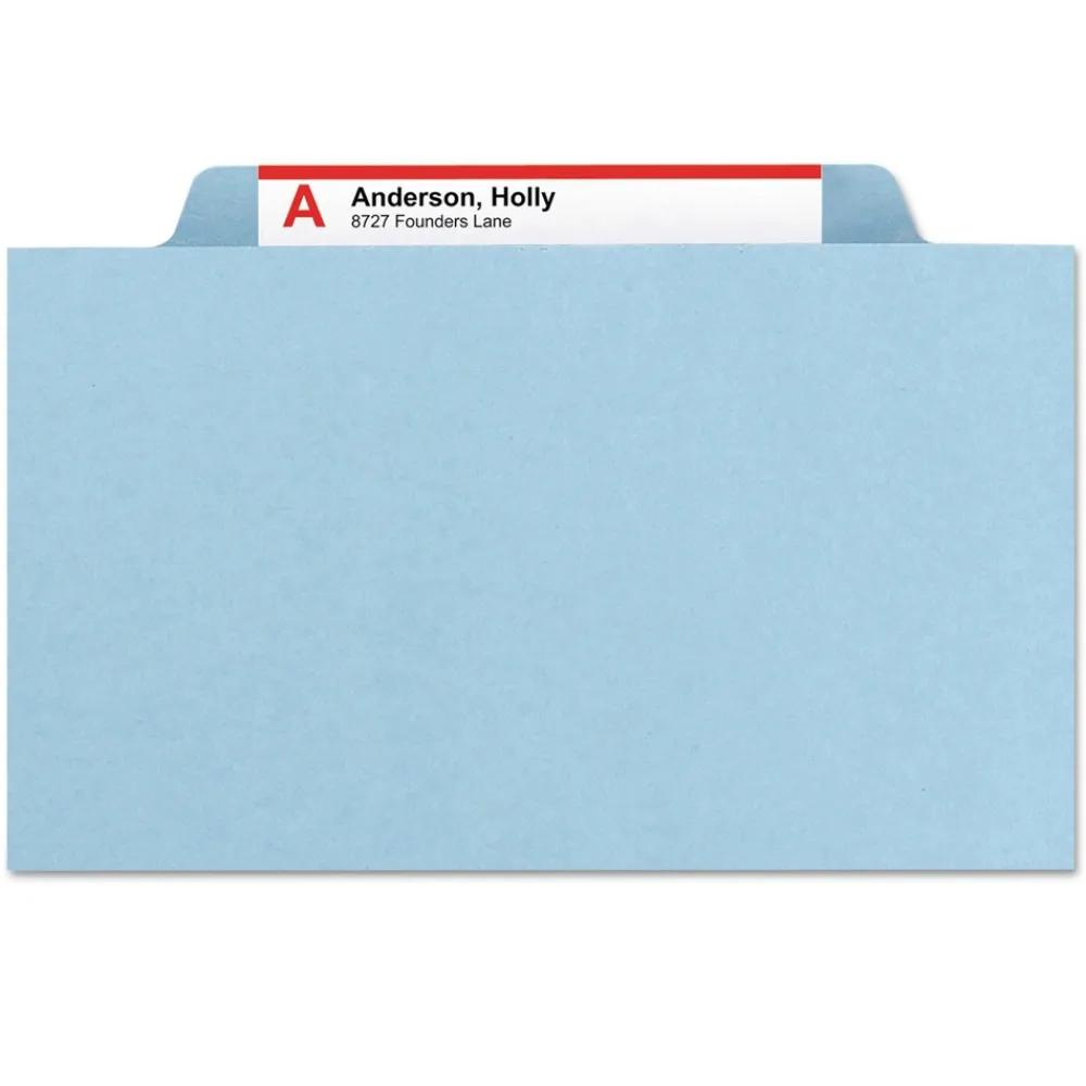 6 SafeSHIELD Fasteners 2 Dividers Letter Size 6-Section Pressboard Top Tab Pocket Classification Folders - Blue (10/Box) Filing & Folders