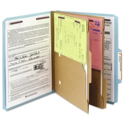 6 SafeSHIELD Fasteners 2 Dividers Letter Size 6-Section Pressboard Top Tab Pocket Classification Folders - Blue (10/Box) Filing & Folders