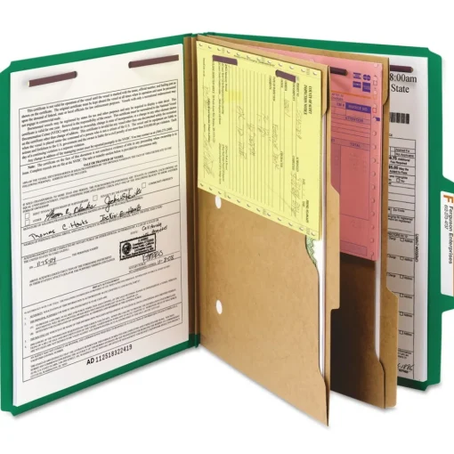 Best 6 SafeSHIELD Fasteners 2 Dividers Letter Size 6-Section Pressboard Top Tab Pocket Classification Folders - Green (10/Box) Filing & Folders