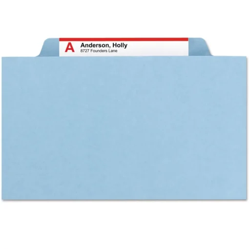 Discount 8 SafeSHIELD Fasteners 3 in. Expansion 3 Dividers Letter Size Pressboard Top Tab Classification Folders - Blue (10/Box) Filing & Folders