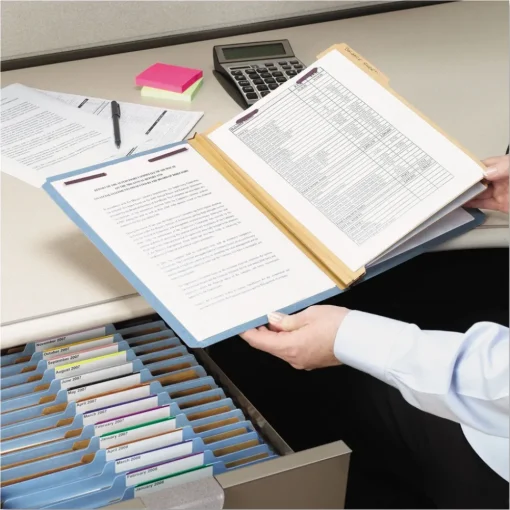 Discount 8 SafeSHIELD Fasteners 3 in. Expansion 3 Dividers Letter Size Pressboard Top Tab Classification Folders - Blue (10/Box) Filing & Folders