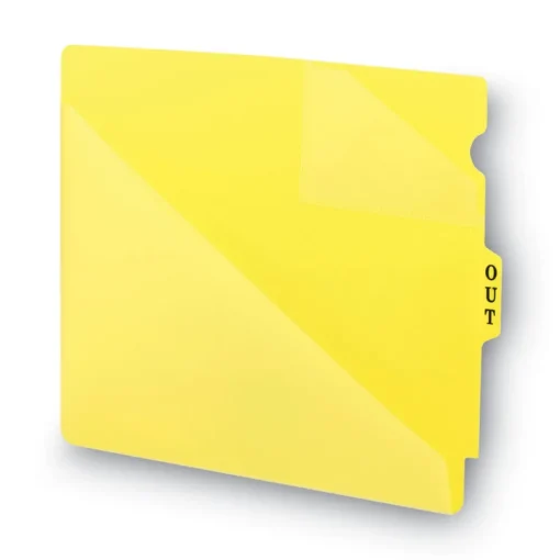 Best 8.5 x 11 Two-Pocket Style End Tab Poly Out Guides - Yellow (50/Box) Filing & Folders