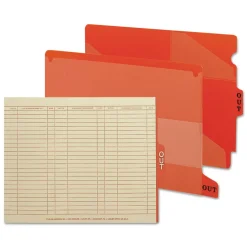 Outlet 1/3-Cut End Tab Out 8.5 in. x 11 in. Colored Poly Out Guides with Pockets - Red (25/Box) Filing & Folders