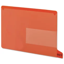 Outlet 1/3-Cut End Tab Out 8.5 in. x 11 in. Colored Poly Out Guides with Pockets - Red (25/Box) Filing & Folders