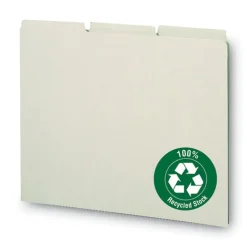 1/3-Cut Tab 8.5 in. x 11 in. Recycled Blank Top Tab File Guides - Green (100/Box) Filing & Folders