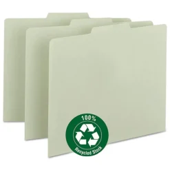 1/3-Cut Tab 8.5 in. x 11 in. Recycled Blank Top Tab File Guides - Green (100/Box) Filing & Folders
