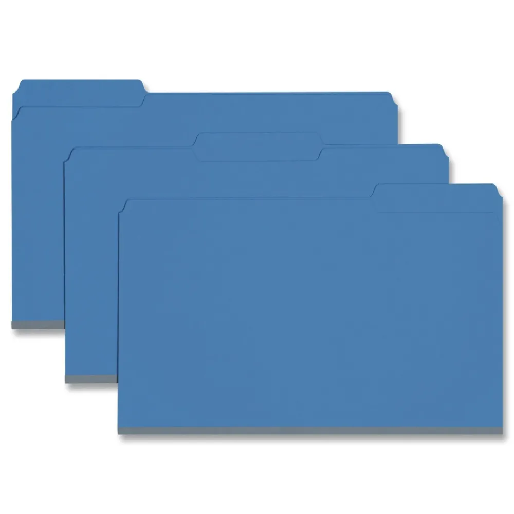 Clearance 1/3-Cut Tabs Assorted Legal Size 1 in. Expansion Recycled Heavy Pressboard Folders - Dark Blue (25/Box) Filing & Folders