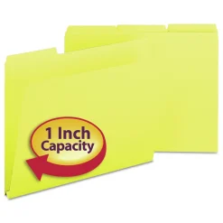 1/3-Cut Tabs Assorted Letter Size 1 in. Expansion Recycled Heavy Pressboard Folders - Yellow (25/Box) Filing & Folders