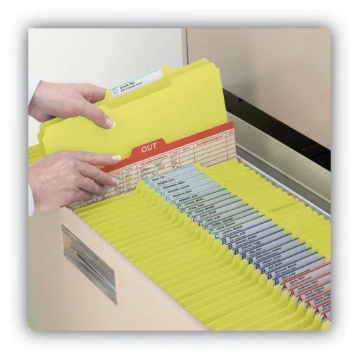 1/3-Cut Tabs Assorted Letter Size 1 in. Expansion Recycled Heavy Pressboard Folders - Yellow (25/Box) Filing & Folders