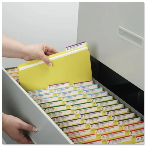 1/3-Cut Tabs Assorted Letter Size 1 in. Expansion Recycled Heavy Pressboard Folders - Yellow (25/Box) Filing & Folders