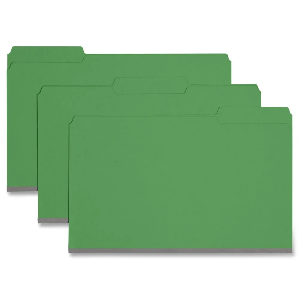New 1/3-Cut Tabs Assorted Legal Size 1 in. Expansion Recycled Heavy Pressboard Folders - Green (25/Box) Filing & Folders