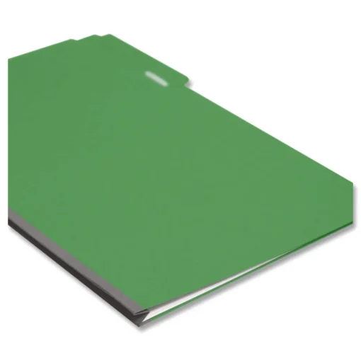 New 1/3-Cut Tabs Assorted Legal Size 1 in. Expansion Recycled Heavy Pressboard Folders - Green (25/Box) Filing & Folders