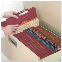 Eight SafeSHIELD Fasteners 2/5-Cut Tabs 3 Dividers Legal Size Pressboard Classification Folders - Red (10/Box) Filing & Folders