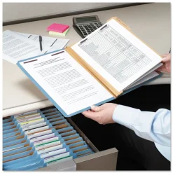 Hot Eight-Section 3-Divider Pressboard Top Tab Classification Folders - Legal Size/Blue (10/Box) Filing & Folders