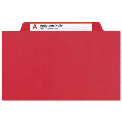 Clearance Eight-Section Pressboard Top Tab Classification Folders - Bright Red/Legal Size (10/Box) Filing & Folders
