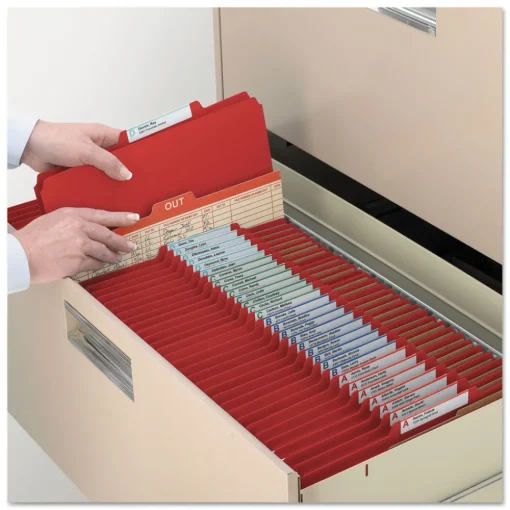 Clearance Eight-Section Pressboard Top Tab Classification Folders - Bright Red/Legal Size (10/Box) Filing & Folders