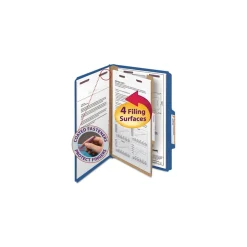 Online Four SafeSHIELD Fasteners 1 Divider Legal Size Four-Section Pressboard Top Tab Classification Folders - Dark Blue (10/Box) Filing & Folders