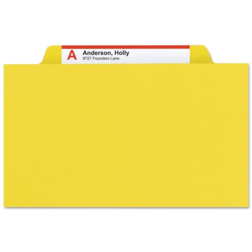 Best Four-Section Pressboard Top Tab Classification Folders - Yellow/Legal Size (10/Box) Filing & Folders