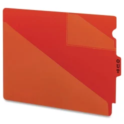 2-Pocket Style 1/5-Cut Top Tab Out 8.5 in. x 11 in. Poly Out Guide - Red (50/Box) Filing & Folders
