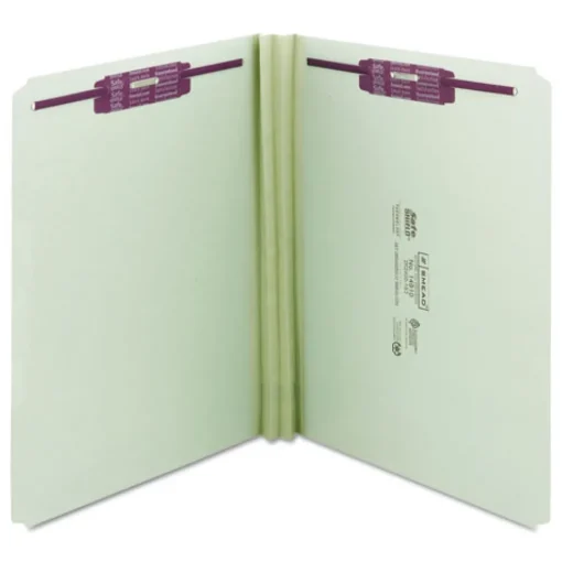 Best Recycled Pressboard Fastener Folders with Straight Tabs - Letter, Gray/Green (25/Box) Filing & Folders