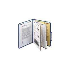 Sale 6-Section Pressboard Top Tab Classification Folders with 6 SafeSHIELD Fasteners - Letter Size/Dark Blue (10/Box) Filing & Folders