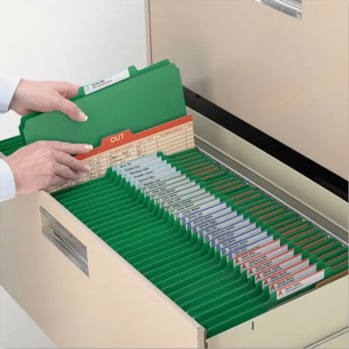 6-Section Pressboard Top Tab Classification Folders with 6 SafeSHIELD Fasteners - Letter Size/Green (10/Box) Filing & Folders